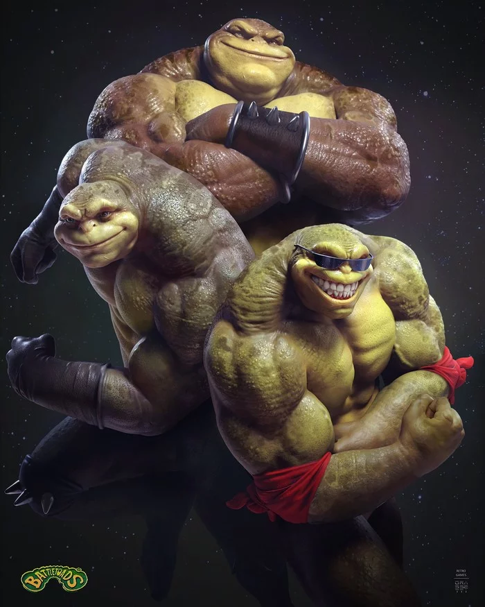 BattleToads - Арт, 3D, Battletoads, Игры, Ретро-Игры, Платформер, Game Art, Ностальгия, Raf Grassetti