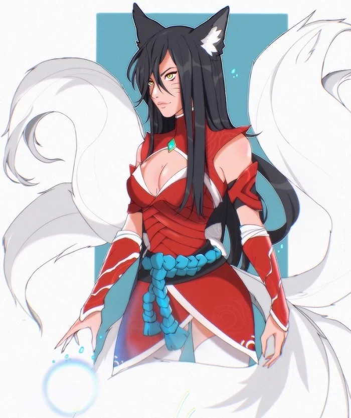 Fan-Art - Моё, Арт, Девушки, Anime Art, Рисунок, Аниме, League of Legends, Ahri, Кицунэ