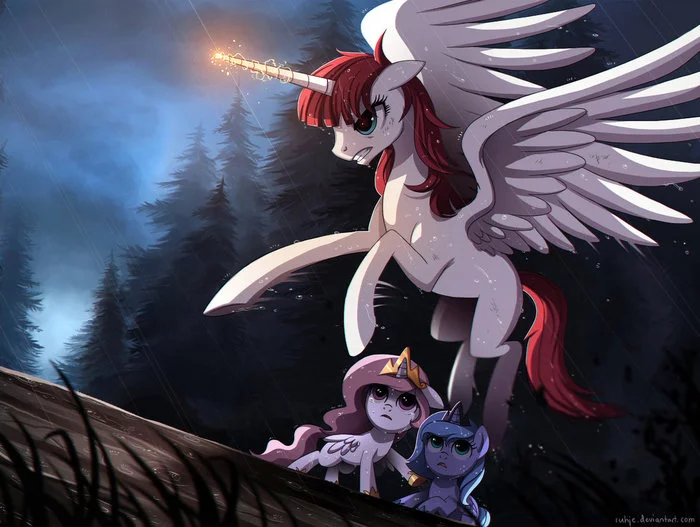 Defender - My little pony, Lauren Faust, Fausticorn, Princess celestia, Princess luna, Ruhje