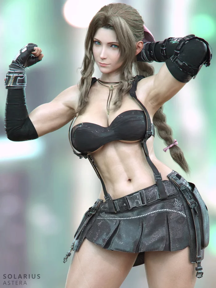 Iris - Final Fantasy, Muscleart, Art, 3D, Girls, Strong girl, Aerith gainsborough, Solariusastera