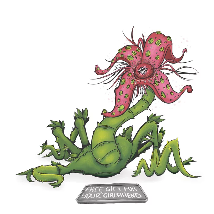 Fictional monsters. Dionaea muscipula - My, Digital drawing, Drawing, Monster, Dionaea muscipula, Longpost