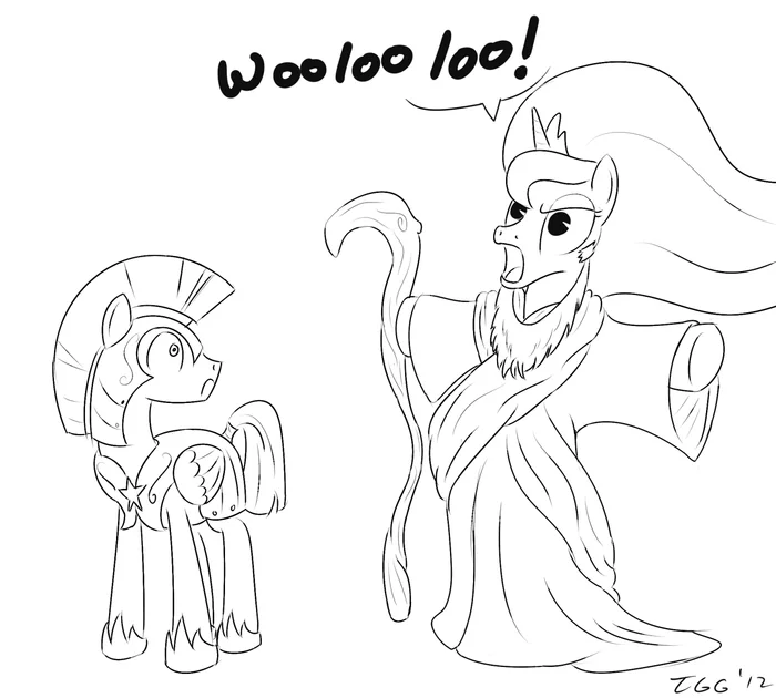 Celestia tries to lure the guard to her side - My little pony, Royal guard, Princess celestia, Age of Empires II, Crossover, Wololo, Tggeko