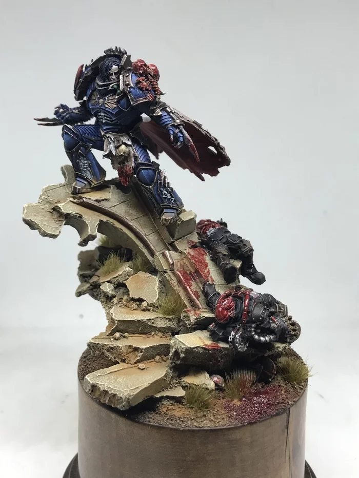 Amateur painting of miniatures. Warhammer 30,000 Konrad Curze - My, Warhammer 40k, Warhammer 30k, Warhammer, Games Workshop, Chaos space marines, Konrad Curze, Primarchs, Night lords, Miniature, Painting miniatures, Modeling, Board games, Collecting, Collection, Adeptus Astartes, Longpost