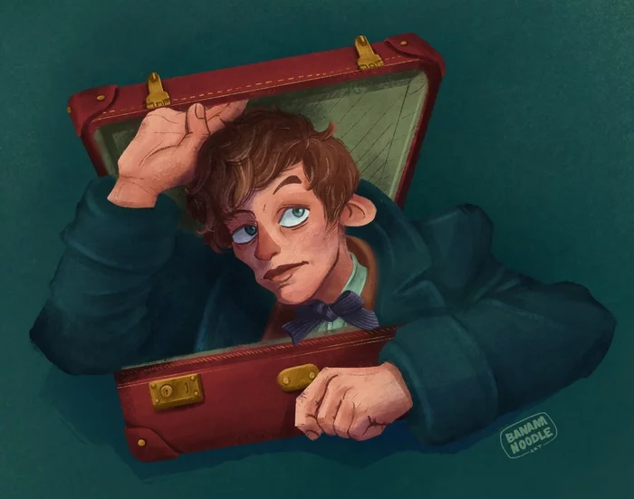 Newt Scamander - My, Fantastic Beasts and Where to Find Them, Harry Potter, Art, Illustrations, Procreate, Digital drawing