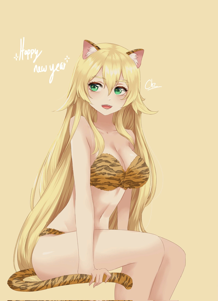  Re:Zero Kara, Frederica Baumann, Anime Art, , Animal Ears, Tigersuit