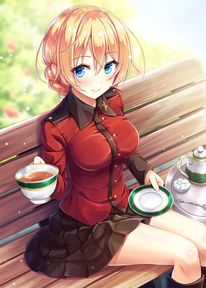  Girls und Panzer, Darjeeling, Anime Art, 
