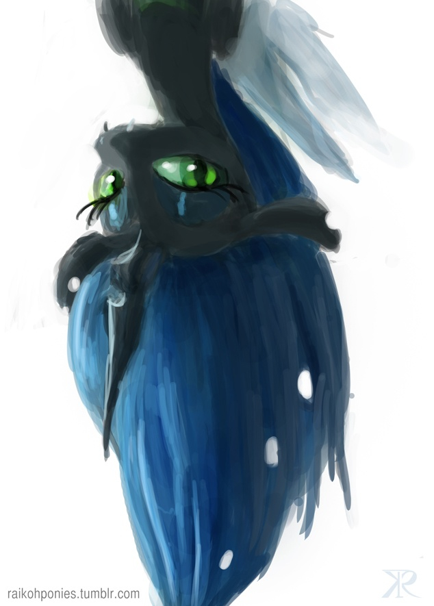 The Queen of Cheesecakes (peeking out) - My little pony, Queen chrysalis, Raikohillust