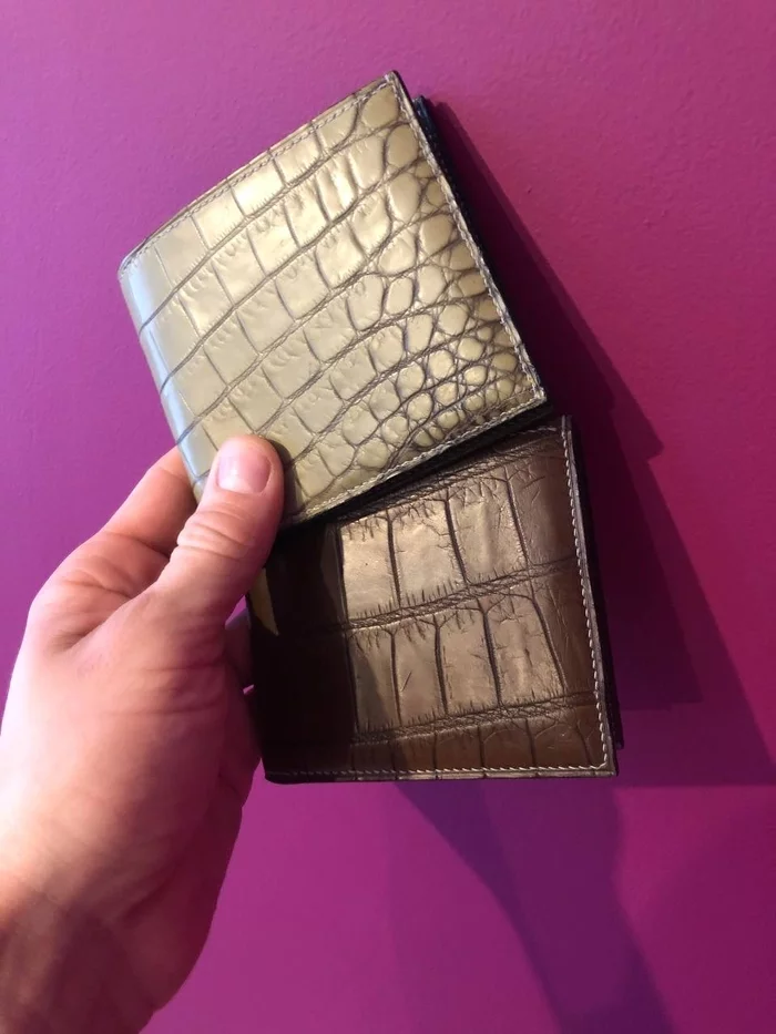 Crocodile bifolds - My, Wallet, Crocodiles, Needlework without process, Needlework, Beefold, With your own hands, Leather products, Natural leather, Longpost