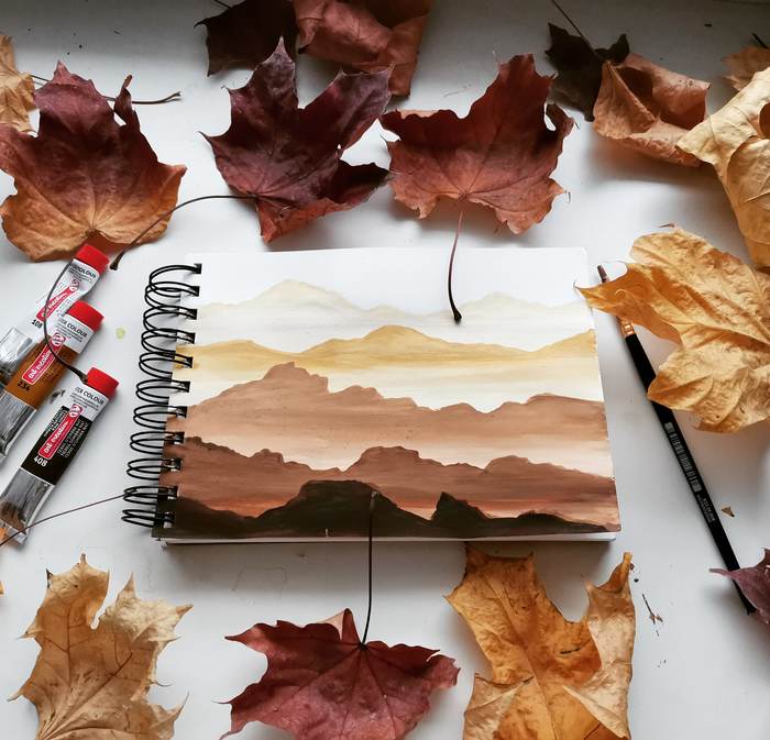 Watercolor) - My, Drawing, Sketch, Watercolor, Illustrations, Painting, The mountains, Weekend