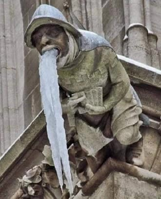 New Year's holidays and their consequences - The photo, Images, Humor, Sculpture, Ice, Icicles, freezing, Longpost, Gargoyle