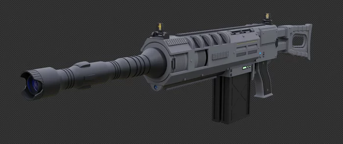 Updated lazvintovka - My, 3D, Blender, 3D modeling, Laser weapons, Laser, Weapon, Science fiction