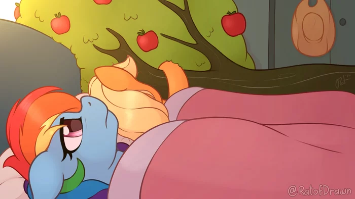Overnight with Applejack - My little pony, Rainbow dash, Applejack, Ratofdrawn