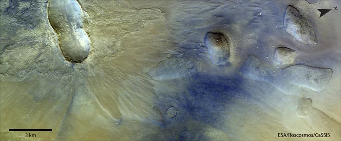 Red Planet Double Crater - Cosmonautics, Mars, Planet, Roscosmos, ExoMars