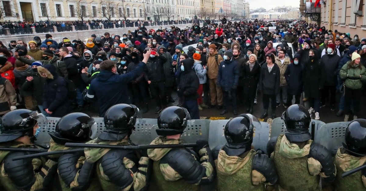 Митинг росси. Протесты 23 января 2021 в Санкт Петербурге.