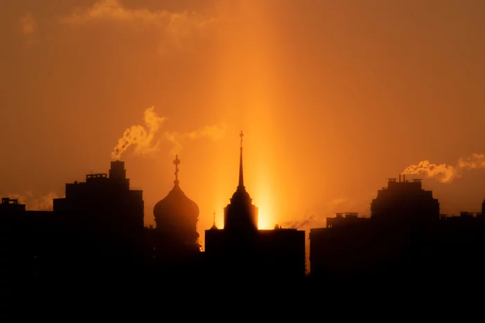 A little sunset - My, Voronezh, Nikon d5300, Nikon, Temple, Sunset, Ice, Longpost