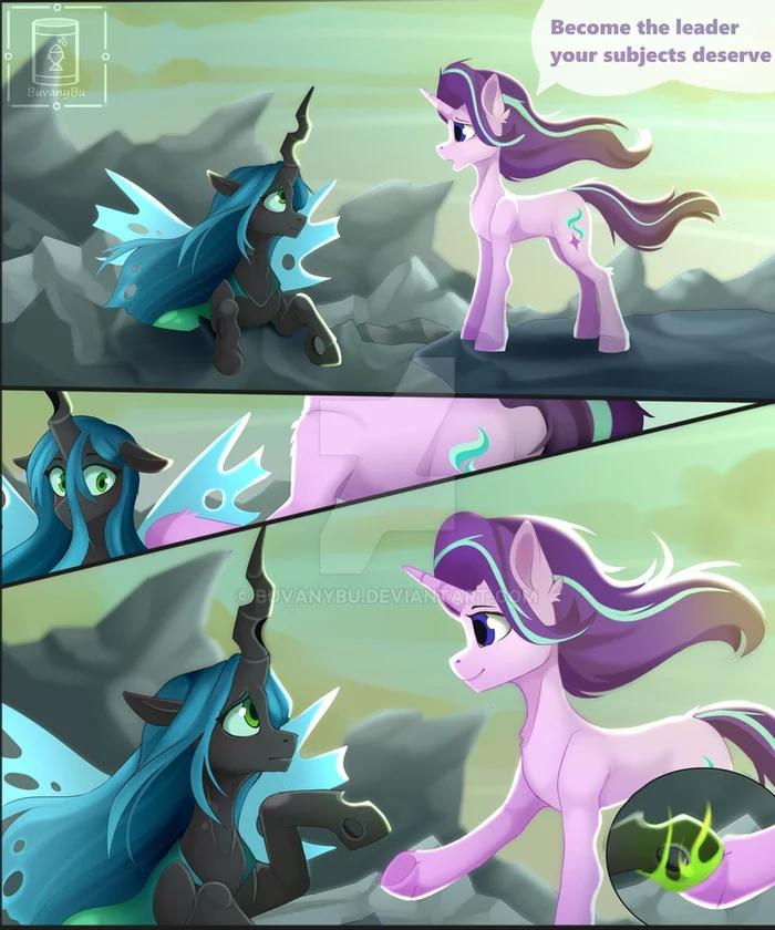 Bakhnuv friendshipmagic - My little pony, Queen chrysalis, Starlight Glimmer, Thorax, Longpost, Comics, Buvanybu