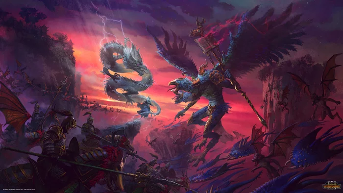 Katai vs. Tzincha Demons - Art, Warhammer, Images, Warhammer fantasy battles, Total war: warhammer, Game art, Chaos, Chaos daemons, Tzeentch