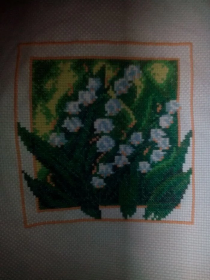 Cross stitch. Daisies.  Spring - My, Cross-stitch, Needlework without process, Lilies of the valley, Relaxation