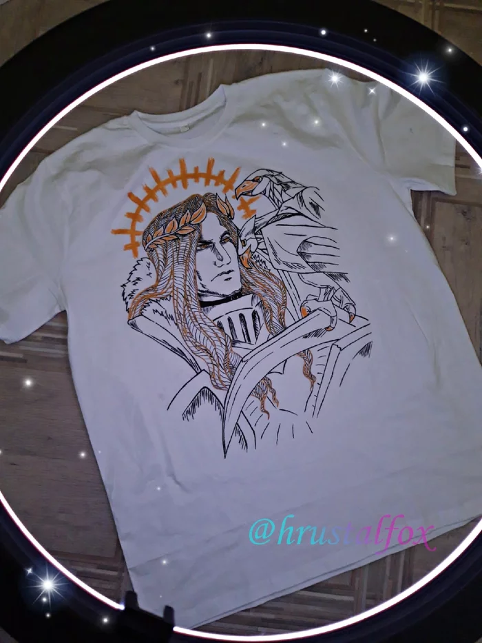 T-shirt in the style of a sketch by Warhammer - My, Warhammer 40k, T-shirt, Drawing, Emperor of Humanity, Painting on fabric, Handmade, Longpost, With your own hands, Sketch