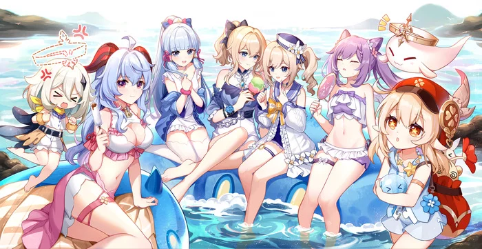 Girls - Genshin impact, Anime art, Games, Ganyu, Keqing, Kamisato Ayaka, Paimon, Jean, Barbara, Klee