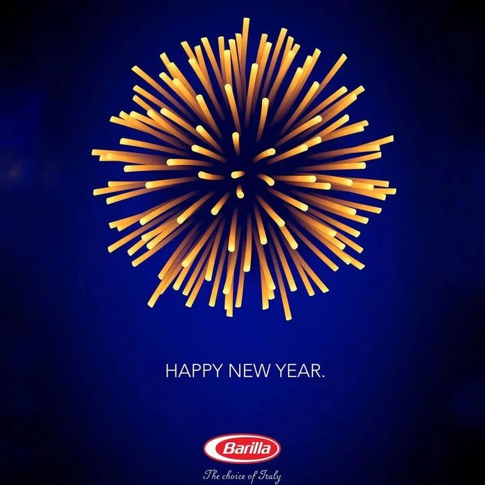 New Year's advertising of spaghetti Barilla (Italy) - Creative advertising, Pasta, New Year, Old New Year, Firework, Barilla