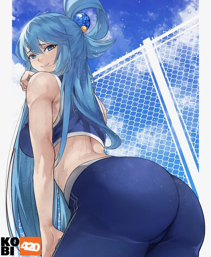 Aqua - NSFW, Аниме, Anime Art, Konosuba, Aqua, Попа, Рисованная эротика, Эротика