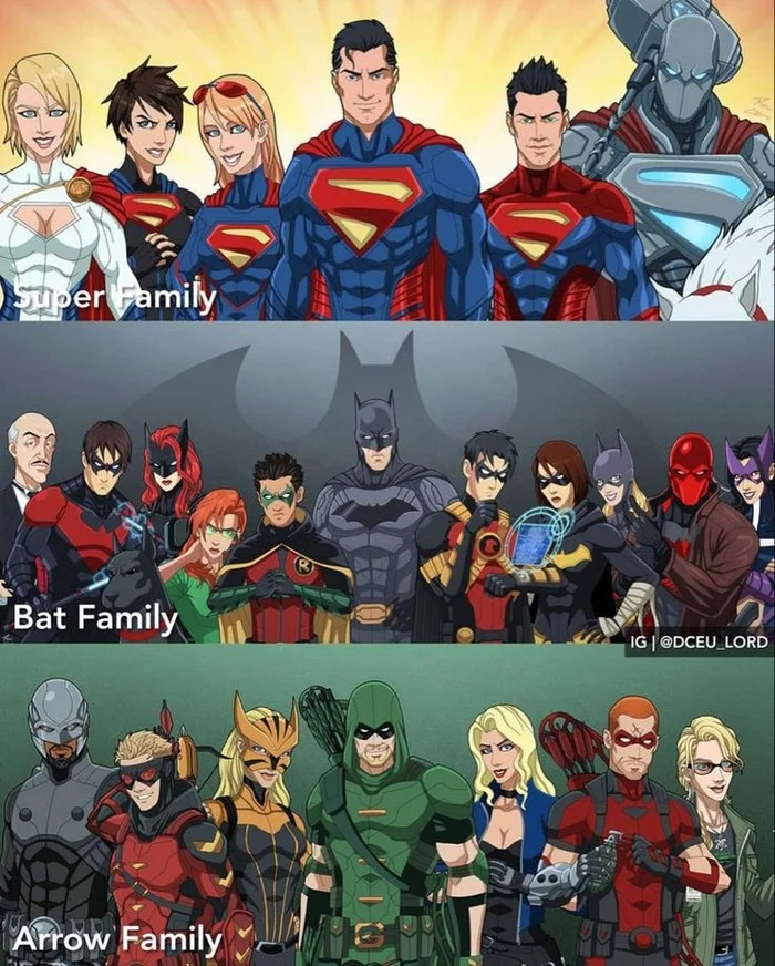 DC Families - Batman, Dc comics, Superman, Aquaman, Flash, Shazam, Green Arrow, Superheroes, Who are all these people?, Longpost