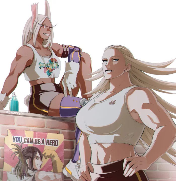 Strong Women from My Hero Academy - Muscleart, Strong girl, Boku no hero academia, Cathleen Bate, Miruko, Nana shimura, Anime art, Art, Anime, Sports girls, Girls, Trevoshere