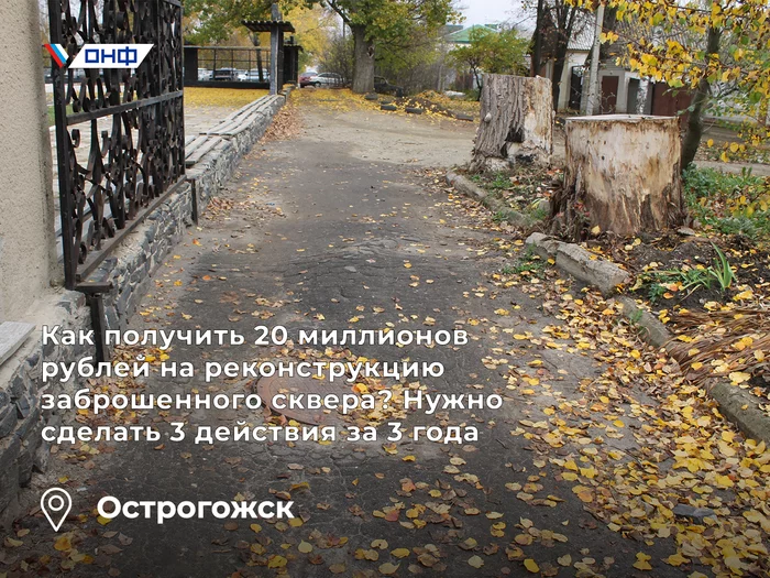 Как получить 20 миллионов рублей на реконструкцию заброшенного сквера?  Нужно сделать 3 действия за 3 года - Моё, Онф, Воронеж, ЖКХ, Чиновники, Позитив, Безопасность, Длиннопост