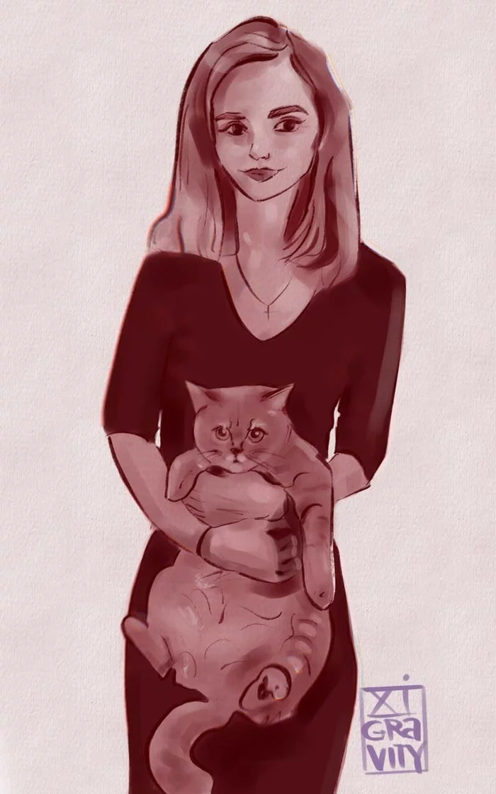 Response to the post Hello everyone! - My, Reply to post, Portrait, Digital drawing, cat, Sketch, Art, Milota