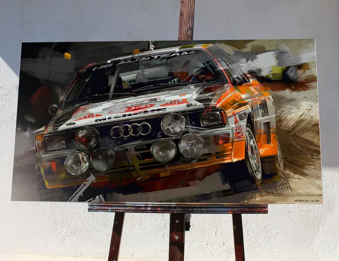 Picture of the car Audi Quatro S1 - My, Illustrations, Graphics, Auto, Motorists, Inktober, Drawing, Audi, Painting