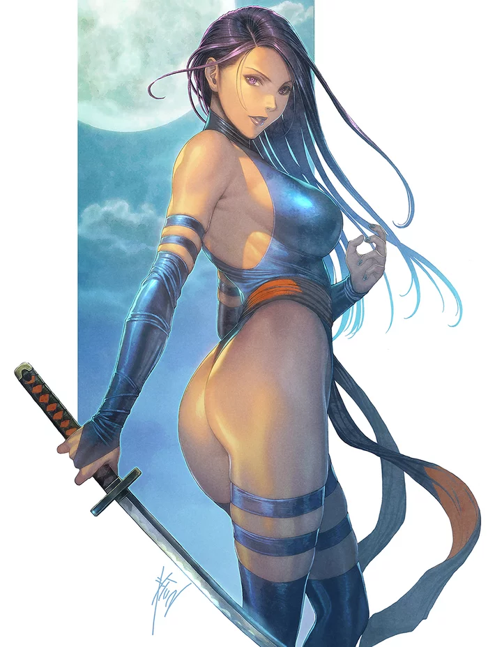 Psylocke by Homare - Homare, Девушки, Псайлок, Арт, Marvel, Люди Икс, Супергерои