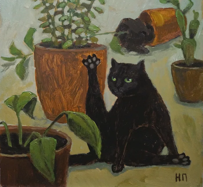 Czech - My, Art, Drawing, Painting, Illustrations, cat, Acrylic, Hoba