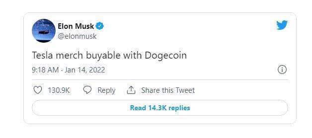 Tesla allowed to buy its merch for Dogecoin - Elon Musk, Cryptocurrency, Twitter