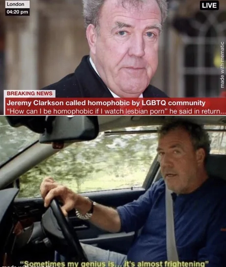 Jeremy Tolerant - Jeremy Clarkson, LGBT, Picture with text, Translation, Repeat, Homophobia, Lesbian