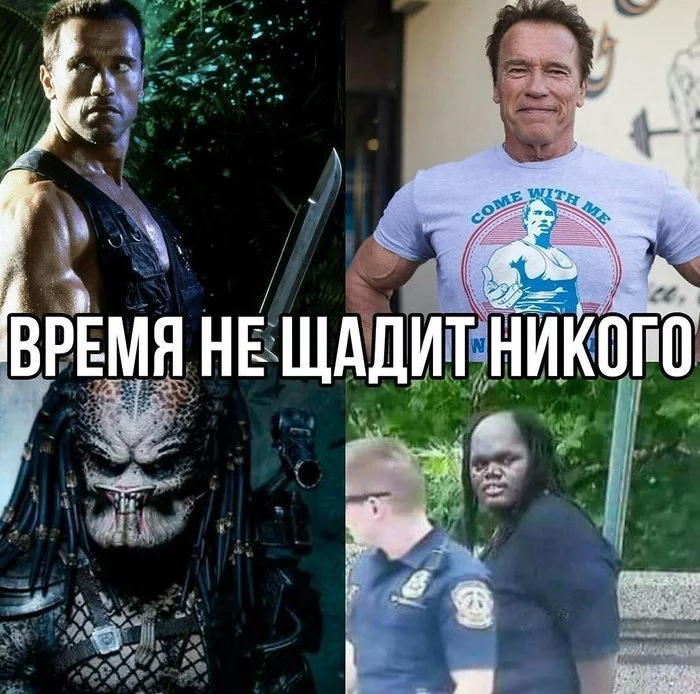 Time is merciless - Arnold Schwarzenegger, Time, Repeat, Predator (film), Picture with text