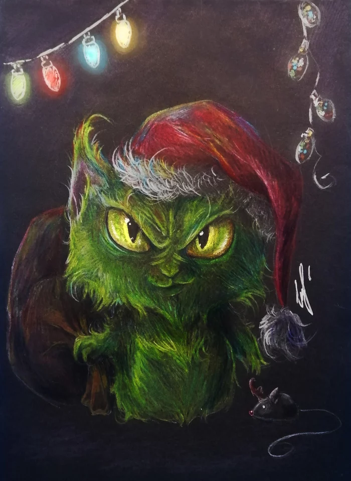 KotoGrinch - My, cat, The Grinch Stole Christmas, The holiday was a success, Drawing