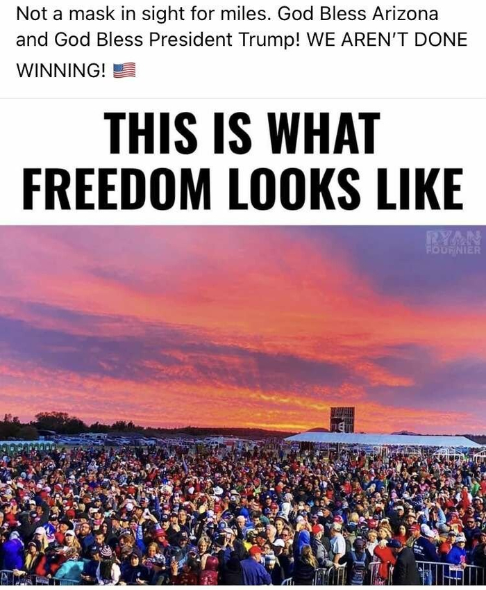 Митинг в поддержку Трампа. Ни одной маски!