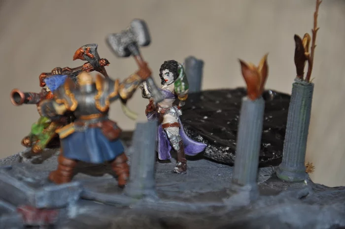 We built, built and finally... - Longpost, Modeling, Painting miniatures, Fantasy, Miniature, Diorama, 3D печать, My