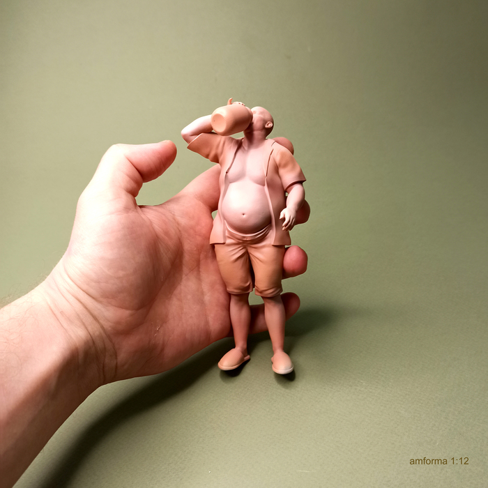 Сушняк Миниатюра, Моделизм, Стендовый моделизм, Покраска миниатюр, Масштабная модель, 3D печать, 3D моделирование, 3D, Фигурки, Сушняк, Мужчины, Настоящий мужик, Мужики поймут, Пузо, Лысые, Длиннопост, Рукоделие без процесса
