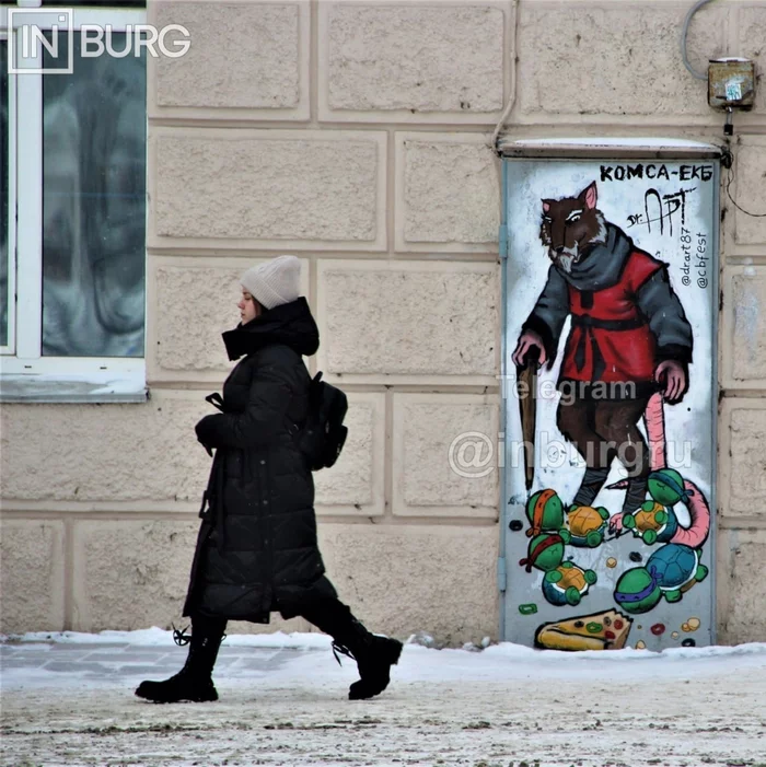 A hero from childhood. Cute street art in Yekaterinburg - Yekaterinburg, The photo, Cartoons, Art, Street art, Splinter, Teenage Mutant Ninja Turtles