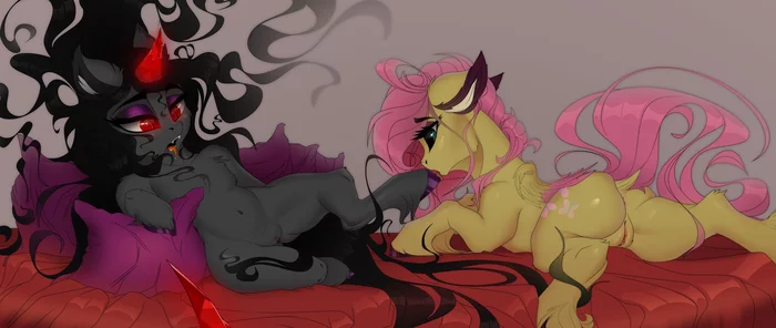 Re-education - NSFW, My little pony, PonyArt, MLP Explicit, Shipping, King sombra, Fluttershy, Rule 63, MLP Lesbian, Evehly