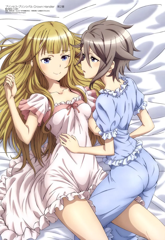 Before sleeping - NSFW, Girls, Anime, Princess Principal, Anime art, Pajamas, Yuri