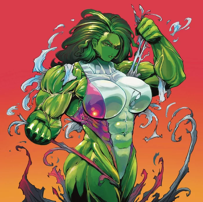 She-Hulk - NSFW, Девушки, Крепкая девушка, Бодибилдеры, Muscleart, Сну-Сну, Marvel, Арт, Женщина-Халк, Yagiyagimonster