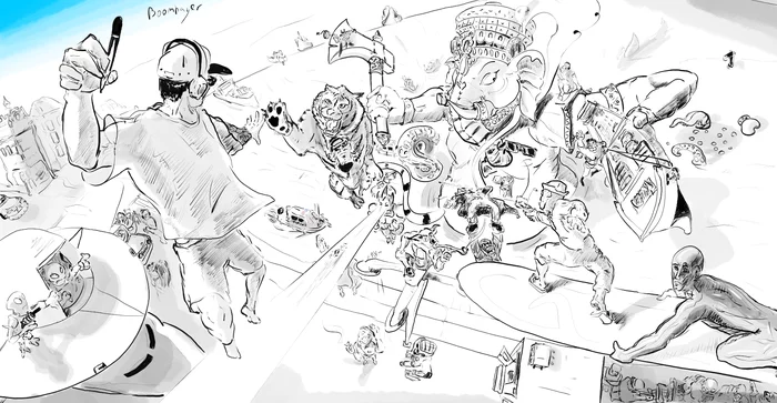 Draftsman VS Imagination - My, Drawing, Digital drawing, Painting, Sketch, Aerial Perspective, Sketch