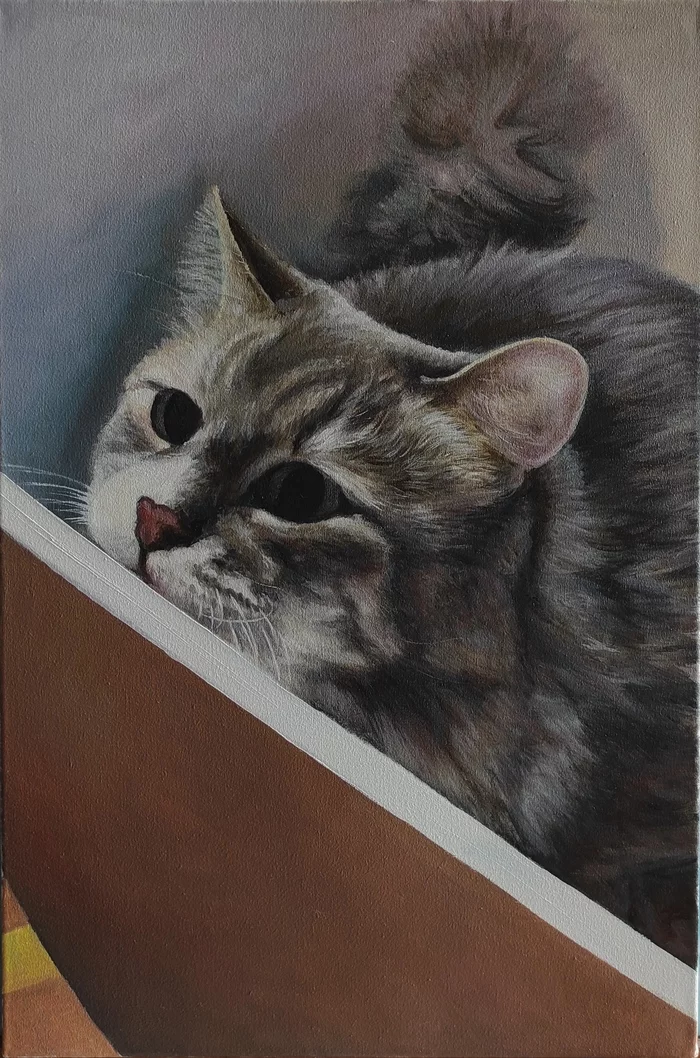 Karasik - My, Oil paints, cat, Painting, Painting, Animalistics