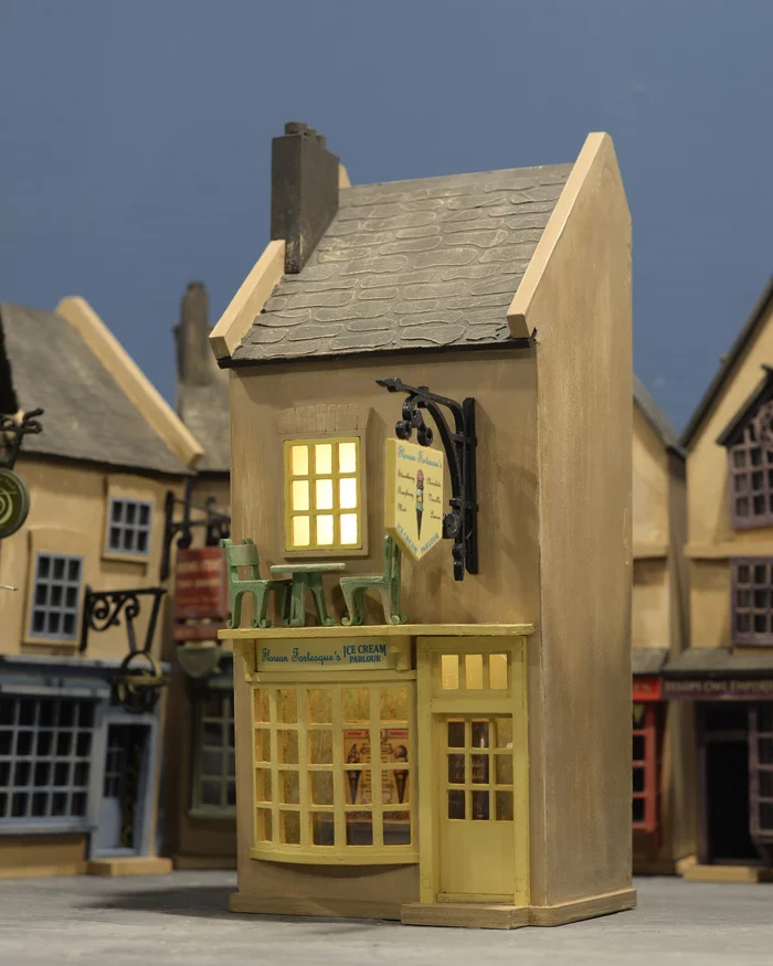 Oblique Plywood Lane: Floriana Fortescue Ice Cream Parlor - My, Modeling, CNC, Needlework without process, Harry Potter, Kosoy Pereulok, Longpost