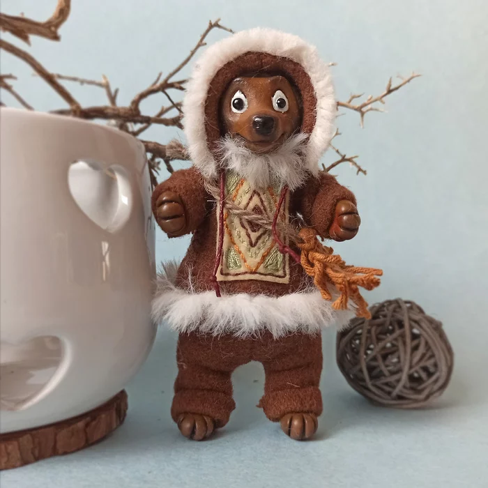 Eskimo puppy - My, Needlework with process, Author's toy, Handmade, Crafts, Dog, Puppies, Mixed media, Eskimos, Ethnic, Sale, Milota, Video, Longpost