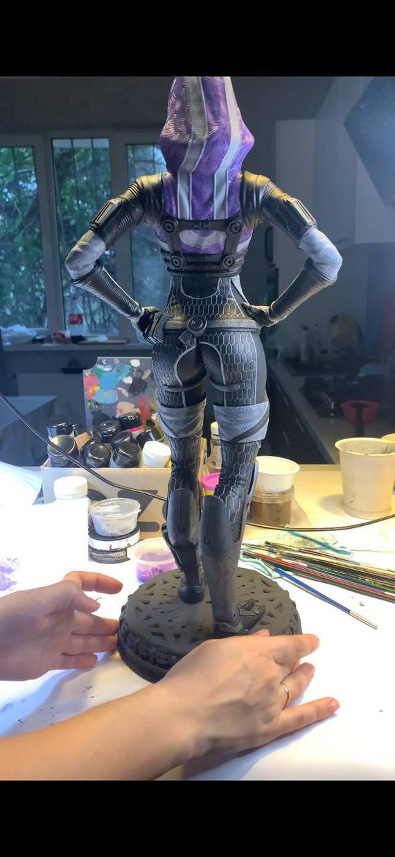 Statuette of Tali according to the canon - My, Mass effect, 3D печать, Painting miniatures, Video, Longpost