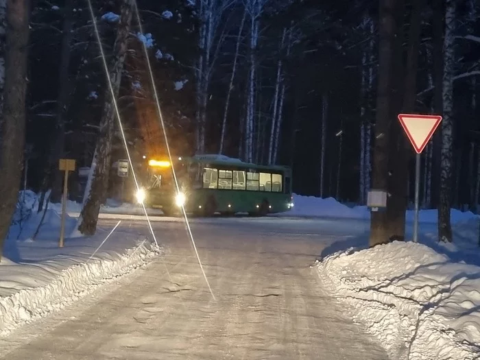 Последний автобус на конечной - Моё, Автобус, Лес, Ночь, Тюмень